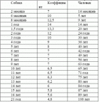 Соотношение возраста собаки и человека